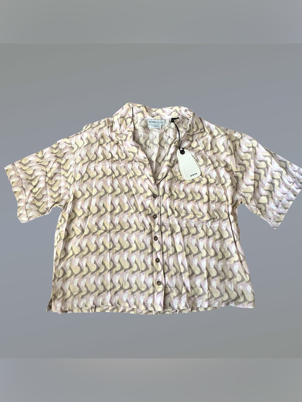 Prana Iguala Retro Geo Short Sleeve Button-Up Top